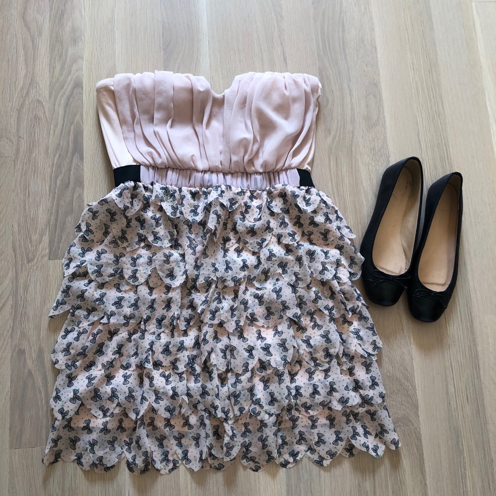 Boutique Pury Pink bow print backless dress